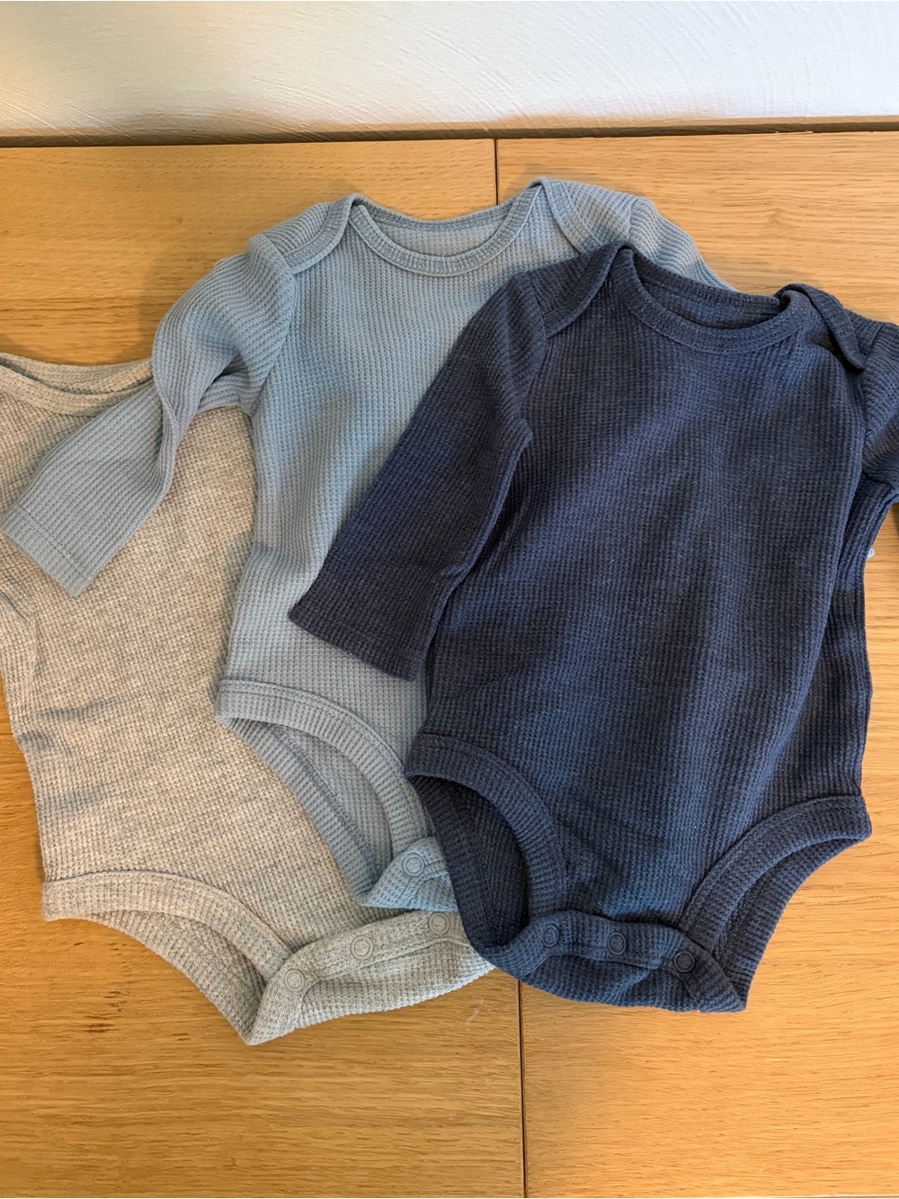 Carter's Long-Sleeve Ribbed One-Piece Set - Navy, Light Blue, Gray